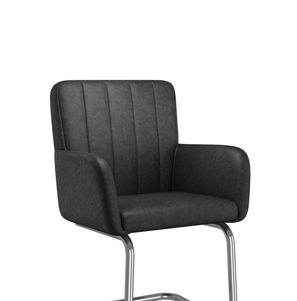Set di 6 sedie da pranzo con schienale a Z in similpelle nera e metallo