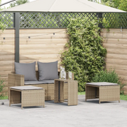 Set Divano da Giardino 5 pz con Cuscini Beige in Polyrattan