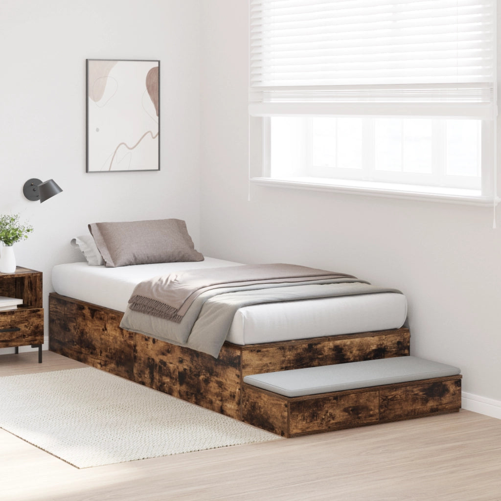 Struttura Letto con Contenitore in Rovere Affumicato 90x190 cm