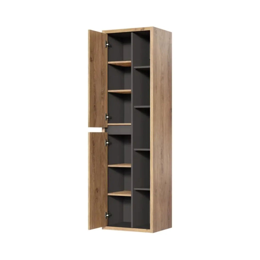 Insieme MATT: mobile sotto lavabo 100cm + lavabo da appoggio nero + colonna contenitore + armadietti con specchi + LED