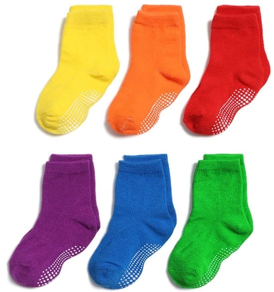Sokke per Bambini - 6 Pari - Crew Sokke Calde - Sokke Antiscivolo - Sokke per Neonati - Sokke per Bimbi - Materiale Respirante