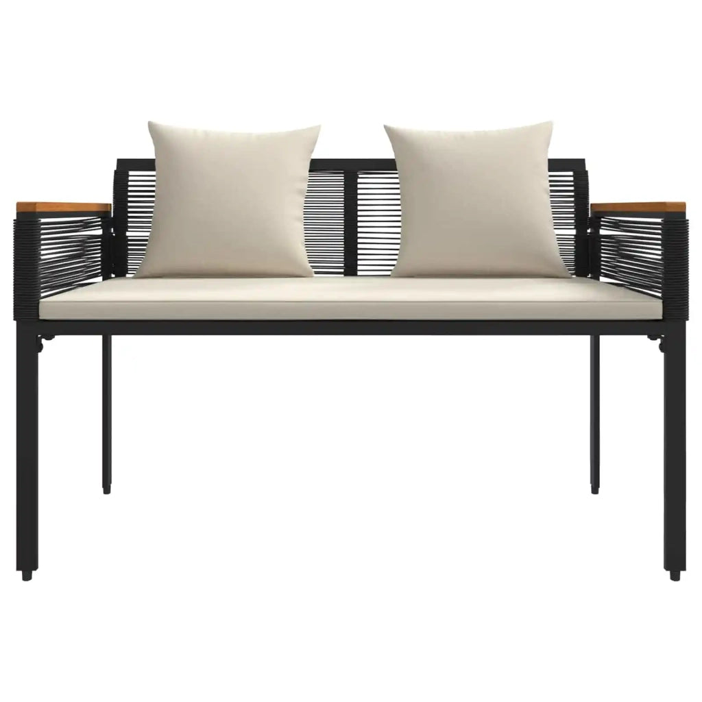 Set di Mobili da Esterno Nero e Bianco Crema polyrattan