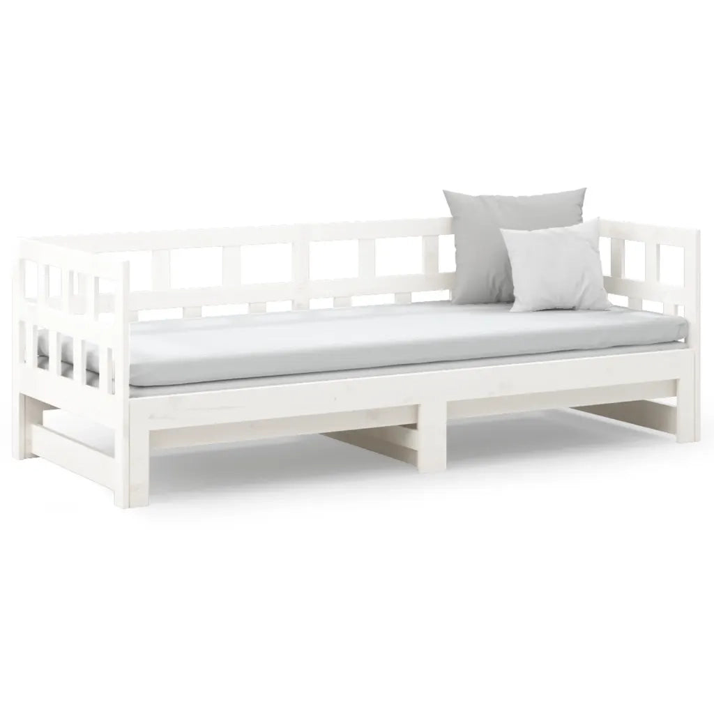 Dormeuse Estraibile Bianca Legno Massello di Pino 2x(90x200) cm