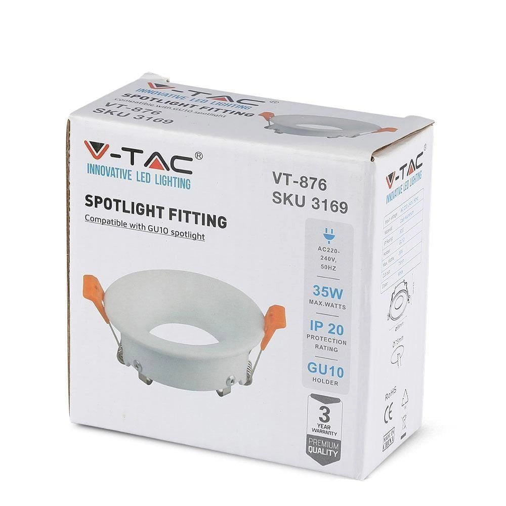 Faretto incasso soffitto tondo bianco GU10 V-TAC VT-876