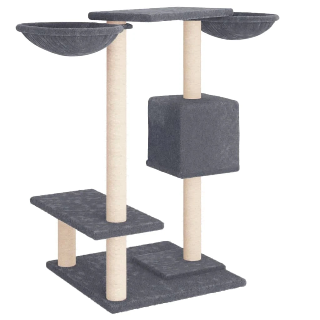 Tiragraffi per gatti torre per arrampicata giocattolo piattaforma per arrampicata con tiragraffi grigio scuro 82 cm 02_0022726