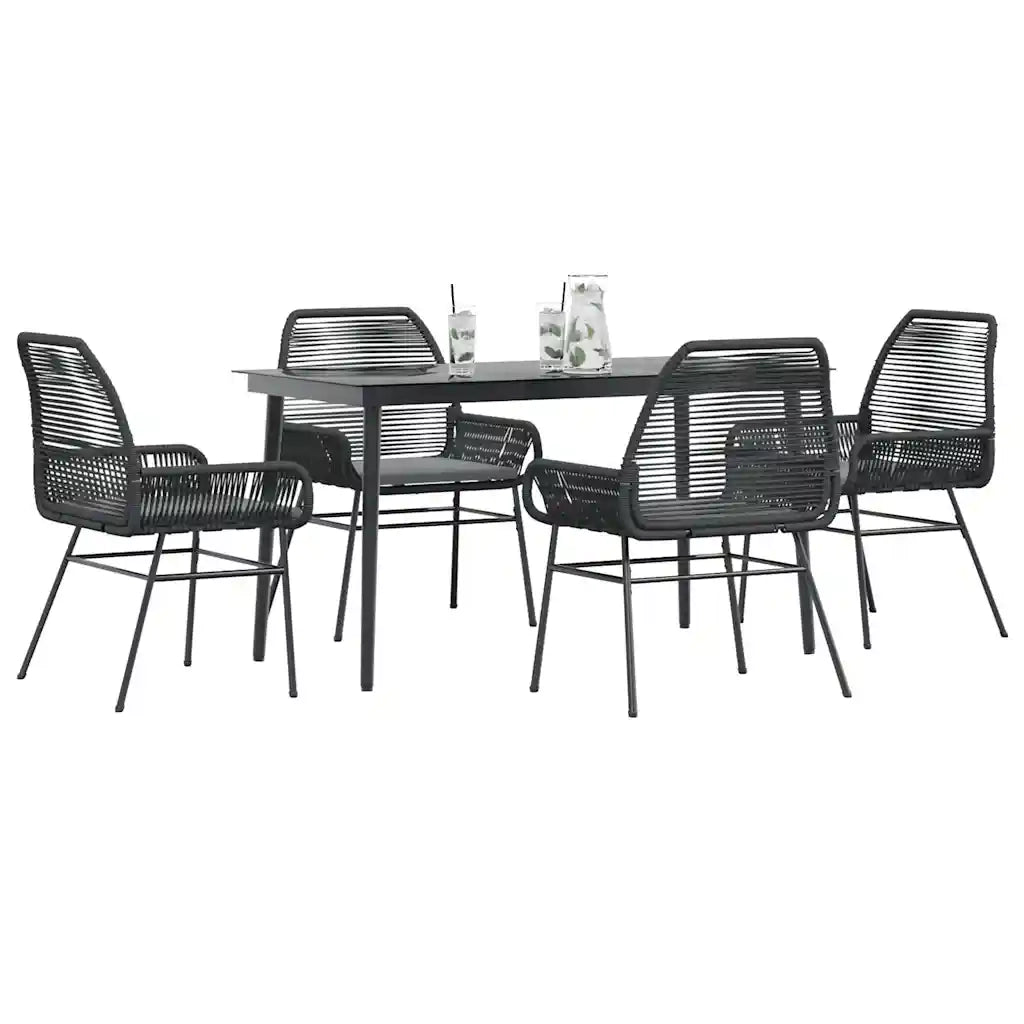 Set da Pranzo da Giardino con Cuscini 5 pz Polyrattan Vetro 3334466