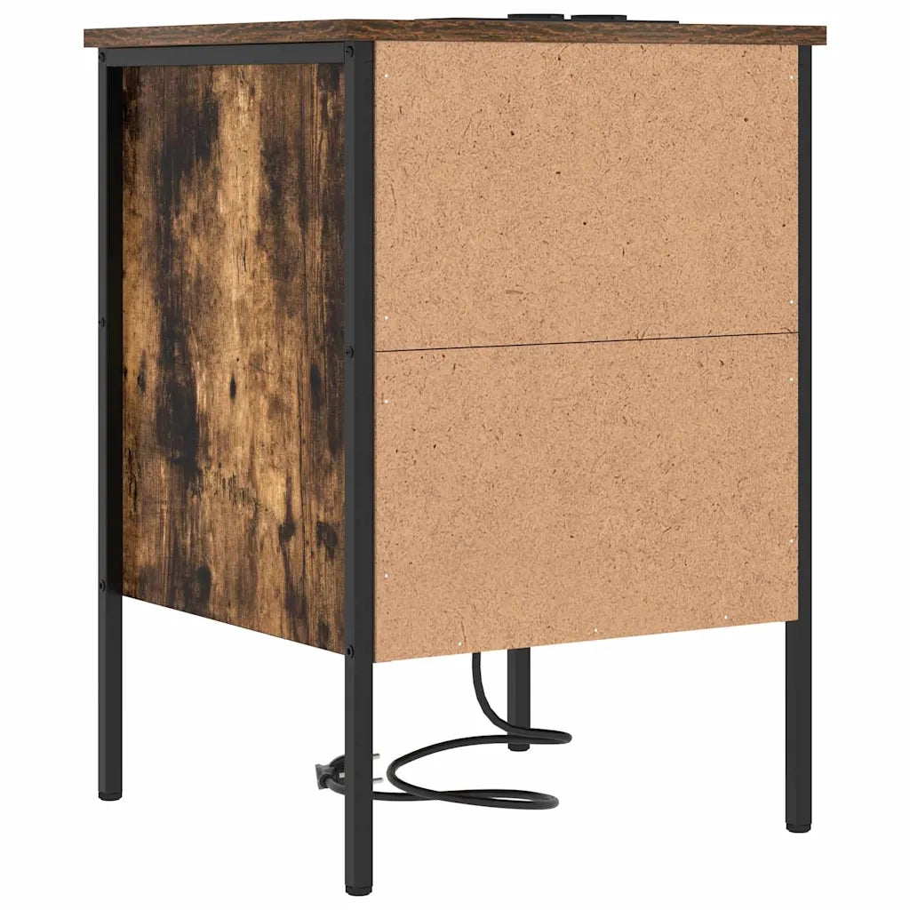 Set di 2 Comodini | Armadio da Notte | Mobiletto da notte con cassetto Rovere fum¨¦ 42 x 41 x 61 cm