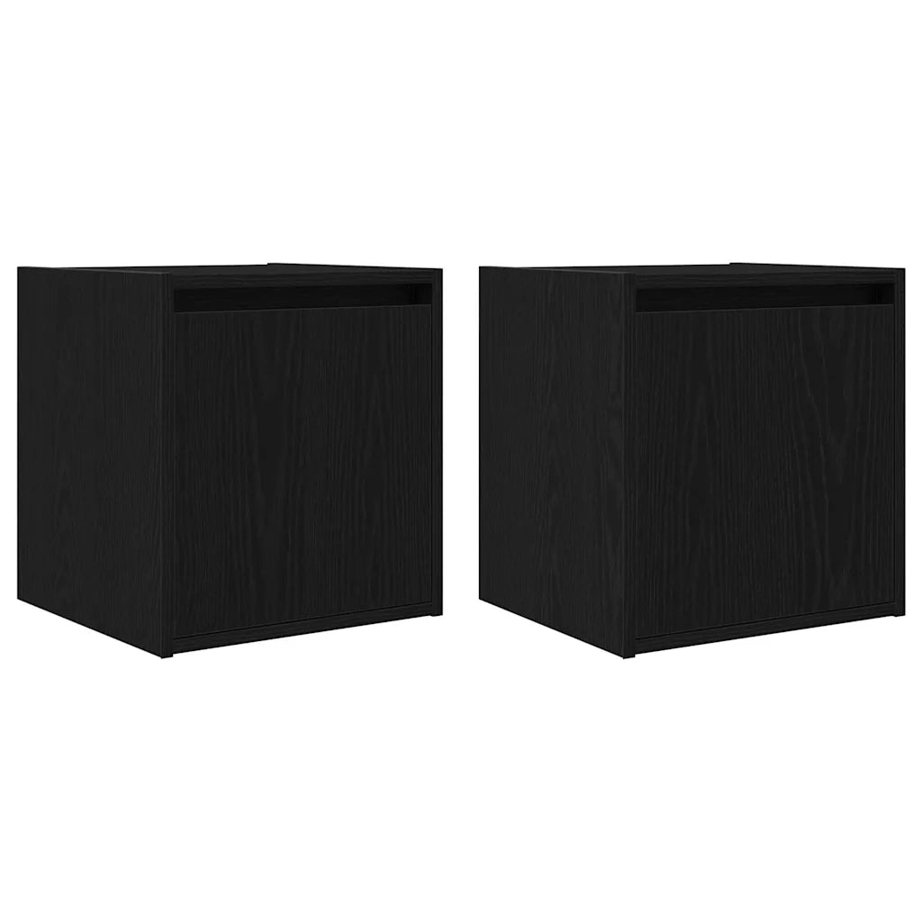 Comodini a Muro 2 pz Rovere Nero 38x34x40 cm 861232