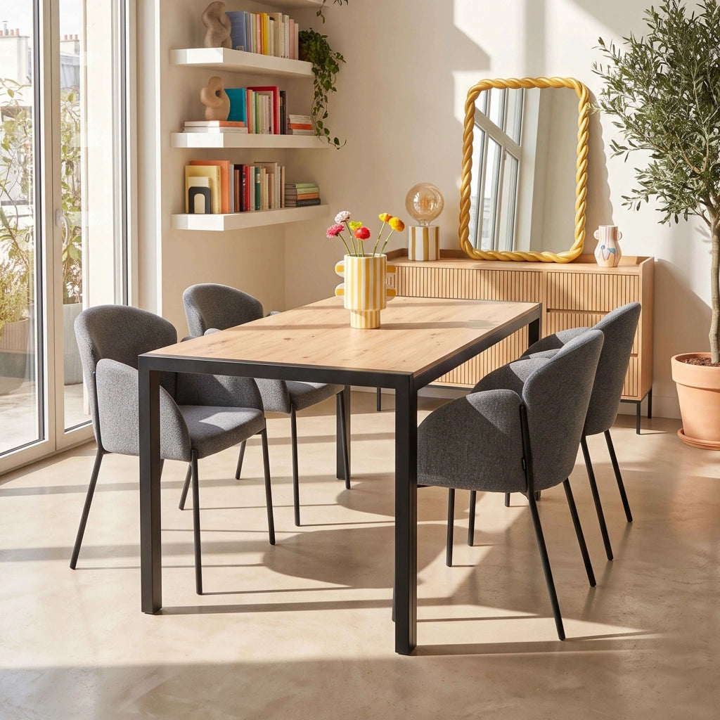 Set di 2 sedie in acciaio e tessuto grigio antracite