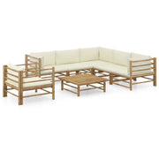 Set Divani da Giardino 7 pz con Cuscini Bianco Crema in BambÃ¹ cod mxl 51592