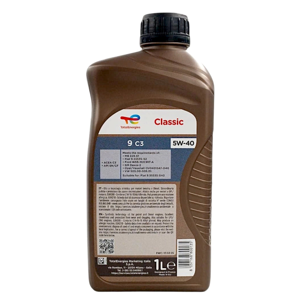 OLIO MOTORE TOTAL CLASSIC 9 5W-40 1L C3