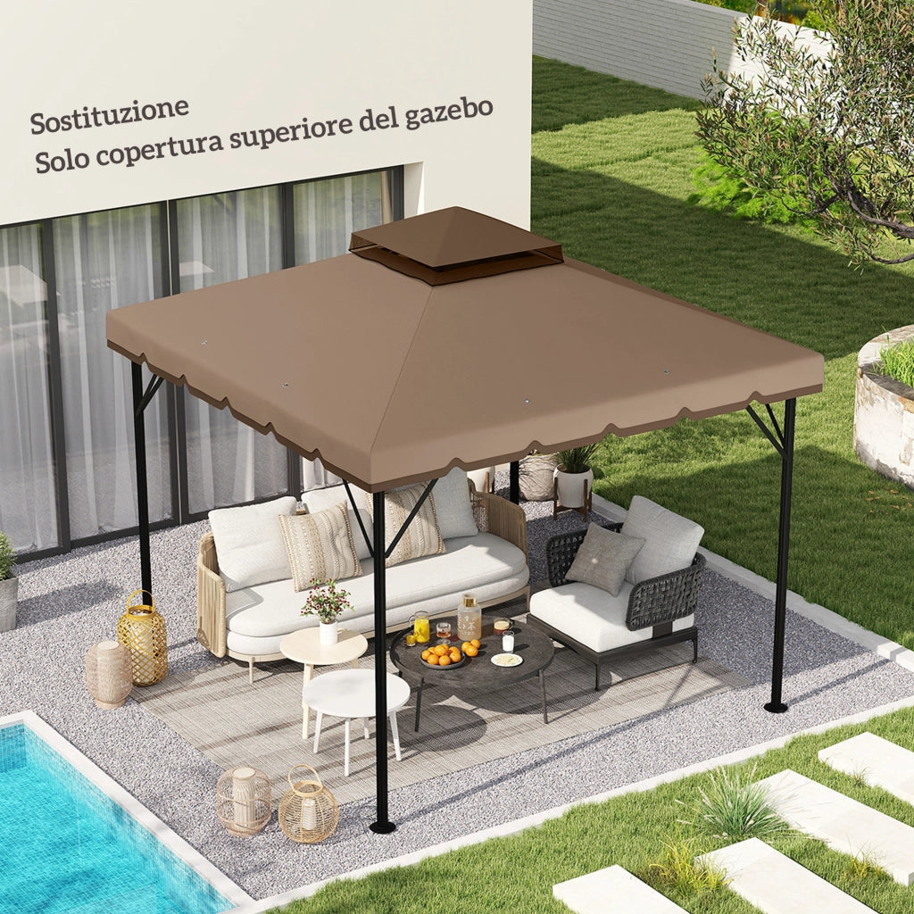 Copertura per Gazebo 3x3 m ¨C zephmum ¨C Poliestere Cachi e Marrone