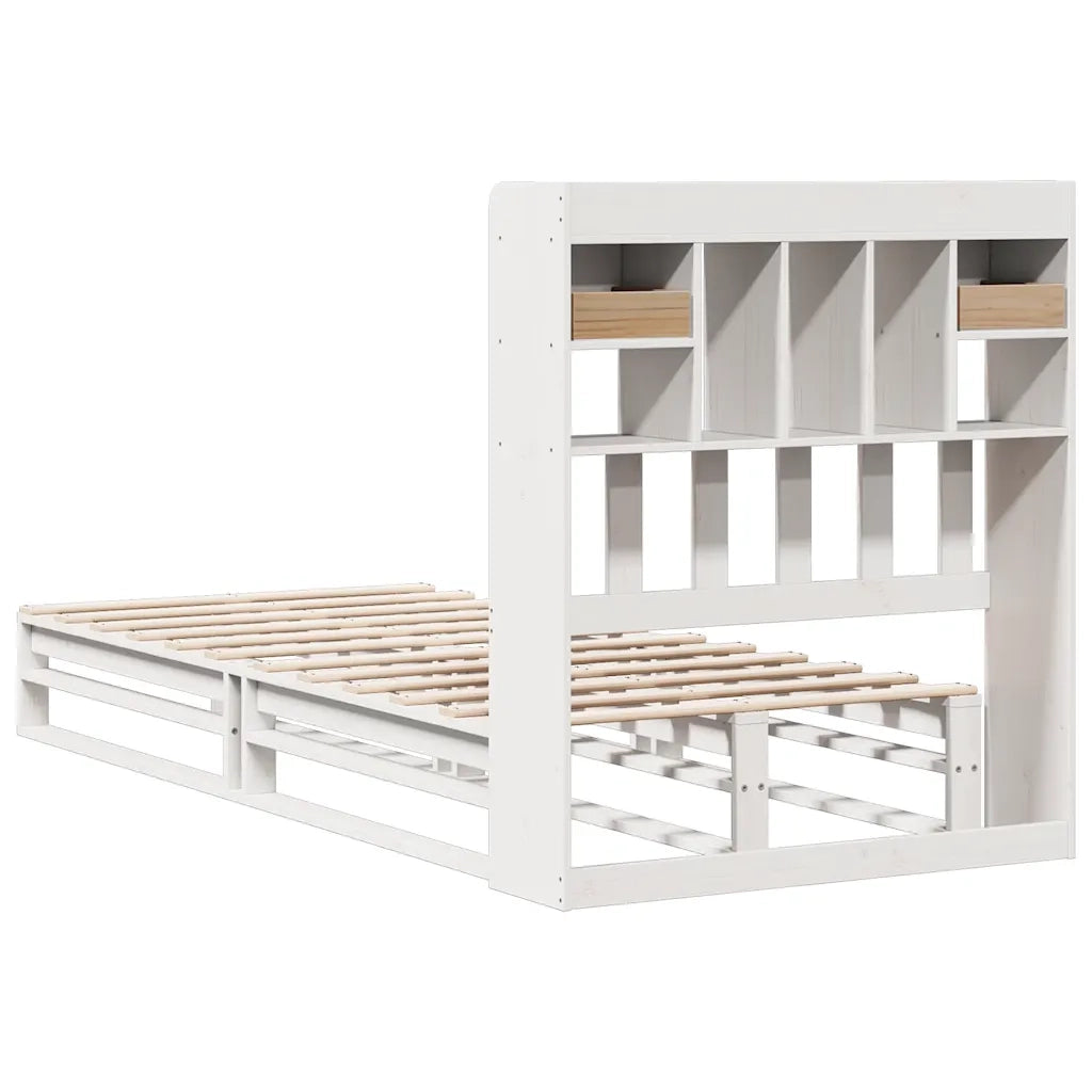 Letto Libreria senza Materasso Bianco 90x190 cm Massello Pino 3323978