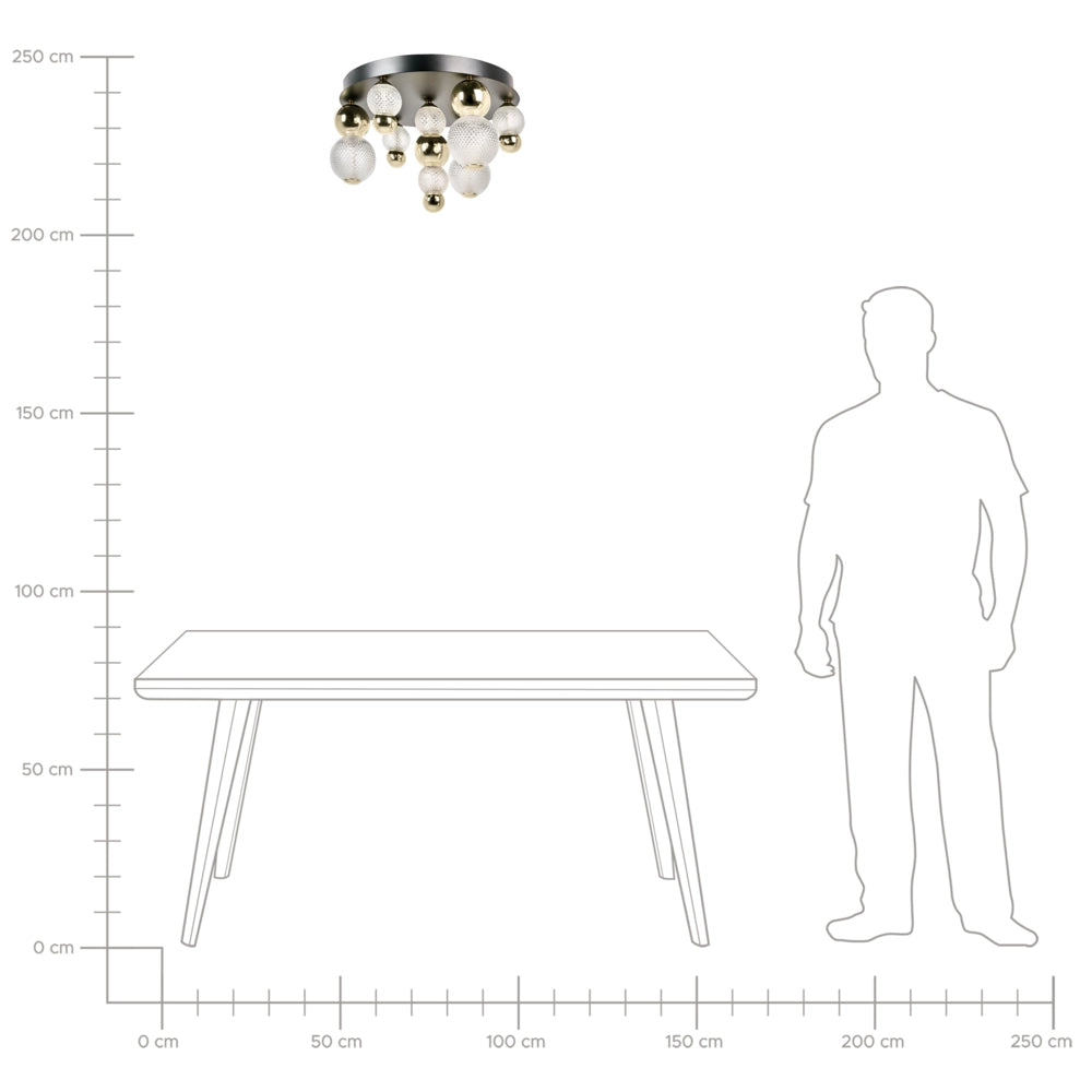 Lampada da parete a LED con paralume in vetro dorato e base in metallo, stile glamour, luce d'atmosfera, soggiorno, camera da letto