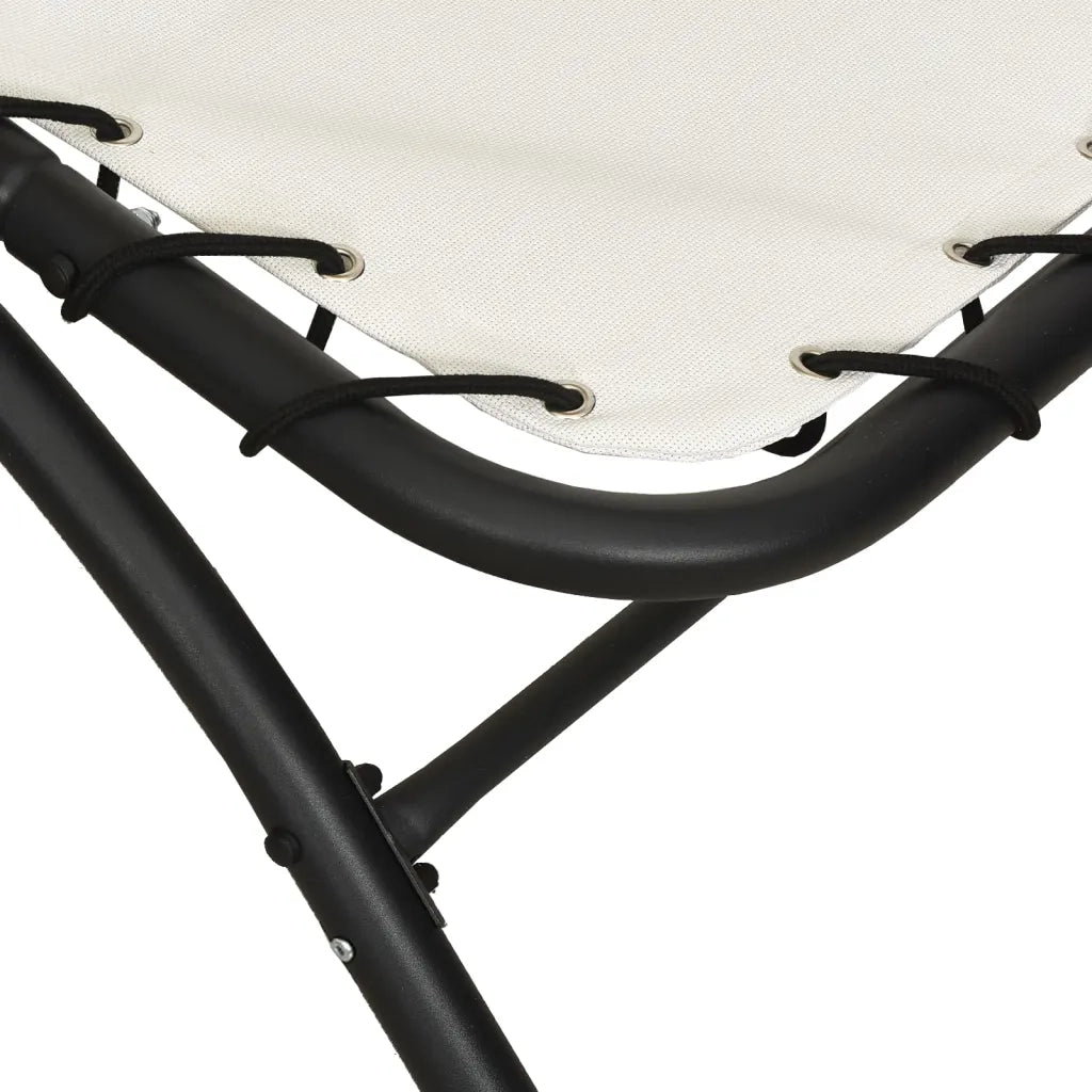 Lettino Prendisole Tettuccio Crema 167x80x195cm Tessuto Acciaio 362705