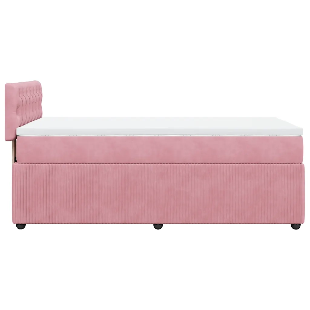 Giroletto a Molle con Materasso Rosa 90x190 cm in Velluto