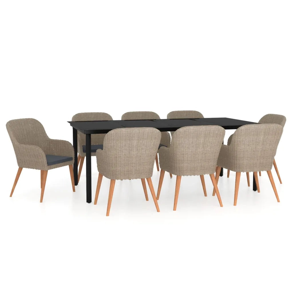 Set Mobili da Pranzo per Giardino 9 pz con Cuscini Marrone cod mxl 46181