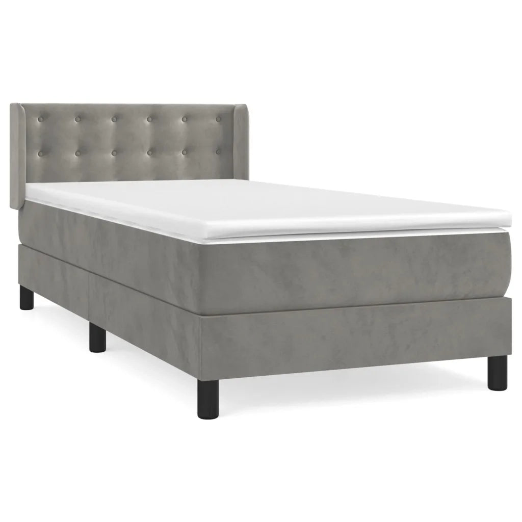 Giroletto a Molle con Materasso Grigio Chiaro 90x200 cm Velluto cod mxl 59379