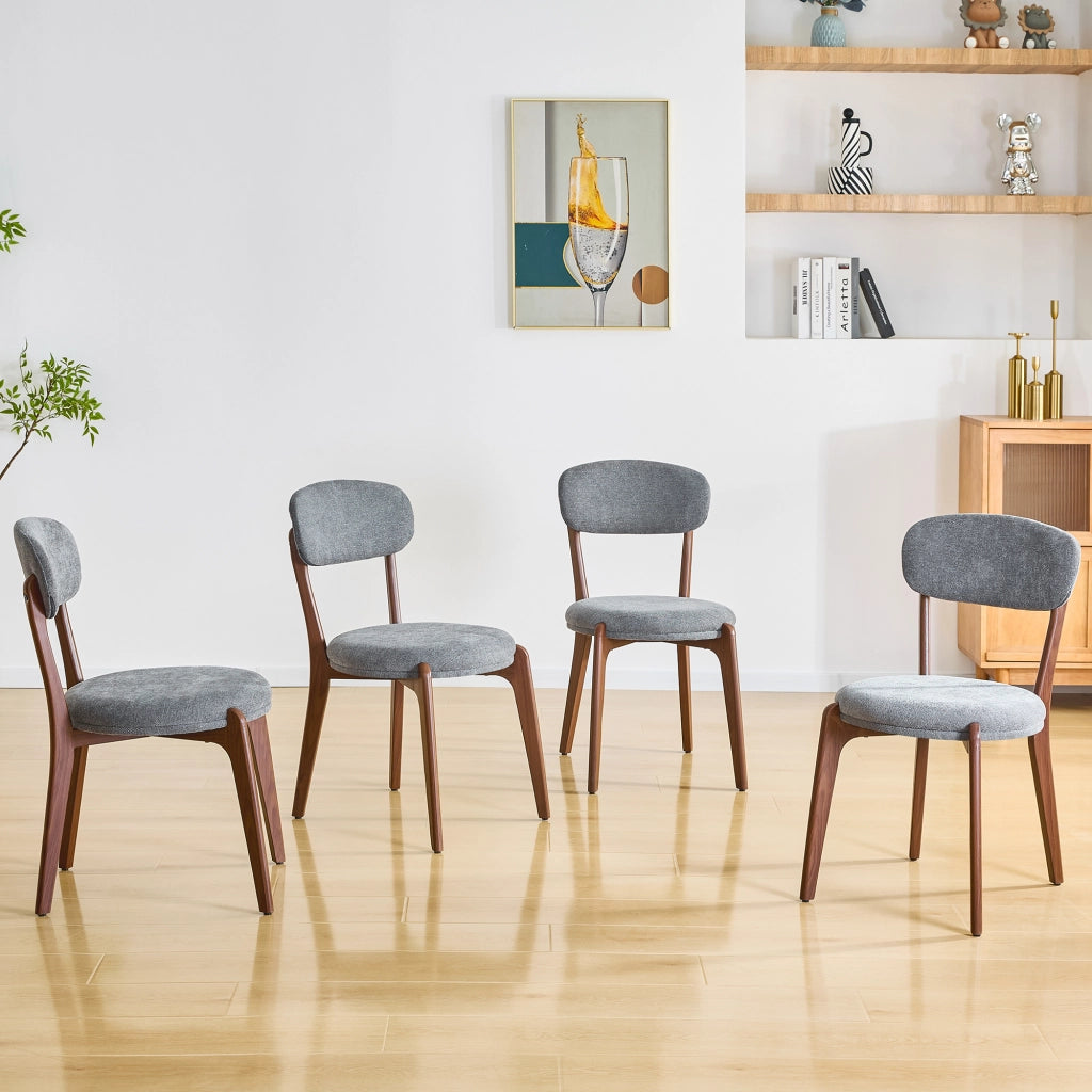 Set 4 Sedie da Pranzo Imbottite in Tessuto ¨C MINIMAL ¨C Stile Moderno, Beige