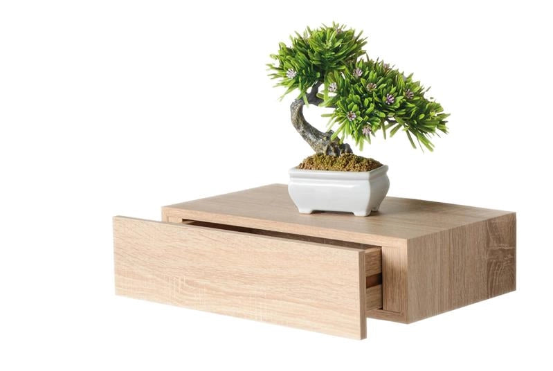 MENSOLA CON CASSETTO COLORE ROVERE SBIANCATO DA PARETE SISTEMA REGGIMENSOLA A SCOMPARSA 40 X 24 X 10 CM