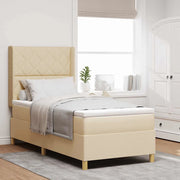Letto a molle con testiera Crema 90 x 190 cm Tessuto 3341873
