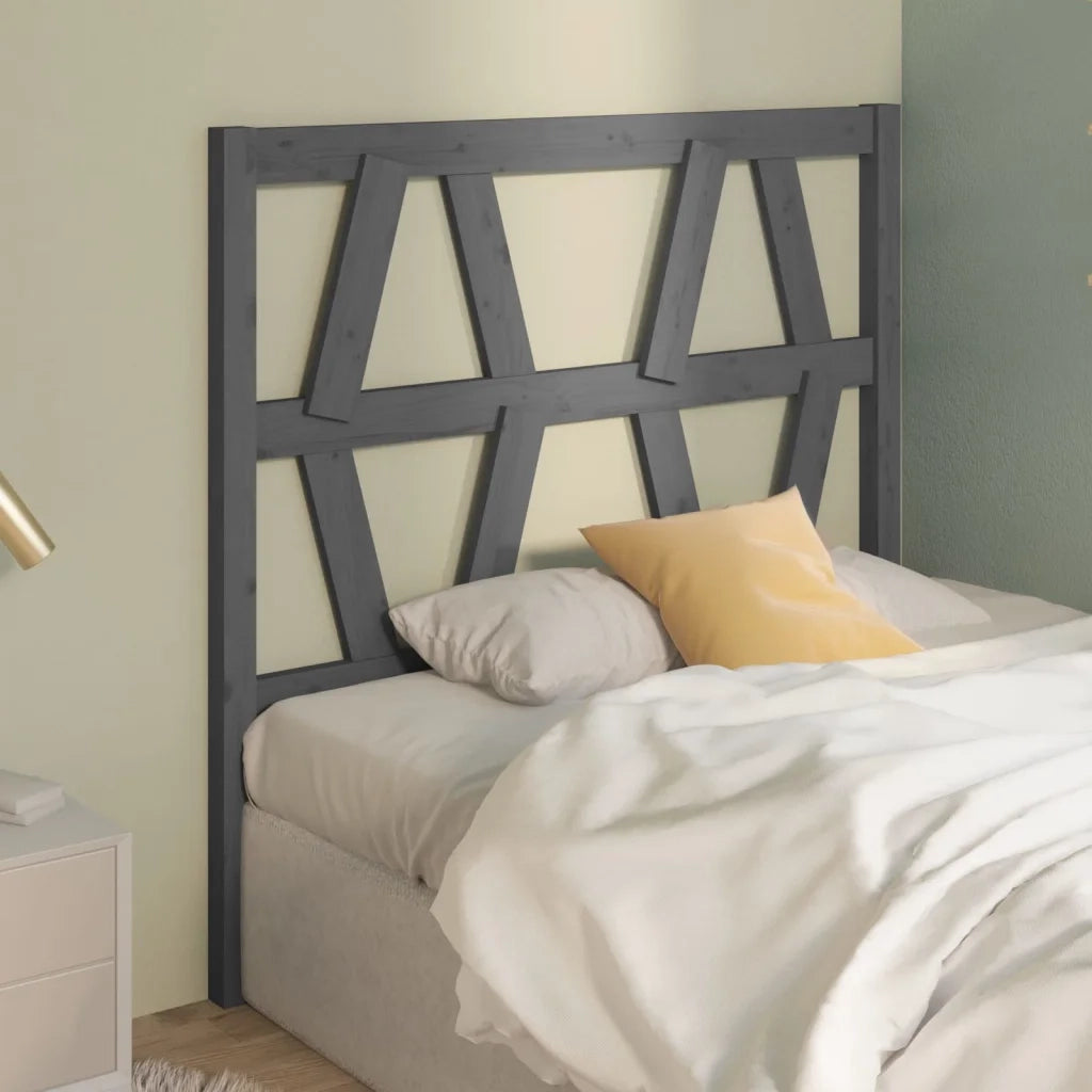Testiera per Letto Grigia 106x4x100cm in Legno Massello di Pino 818607