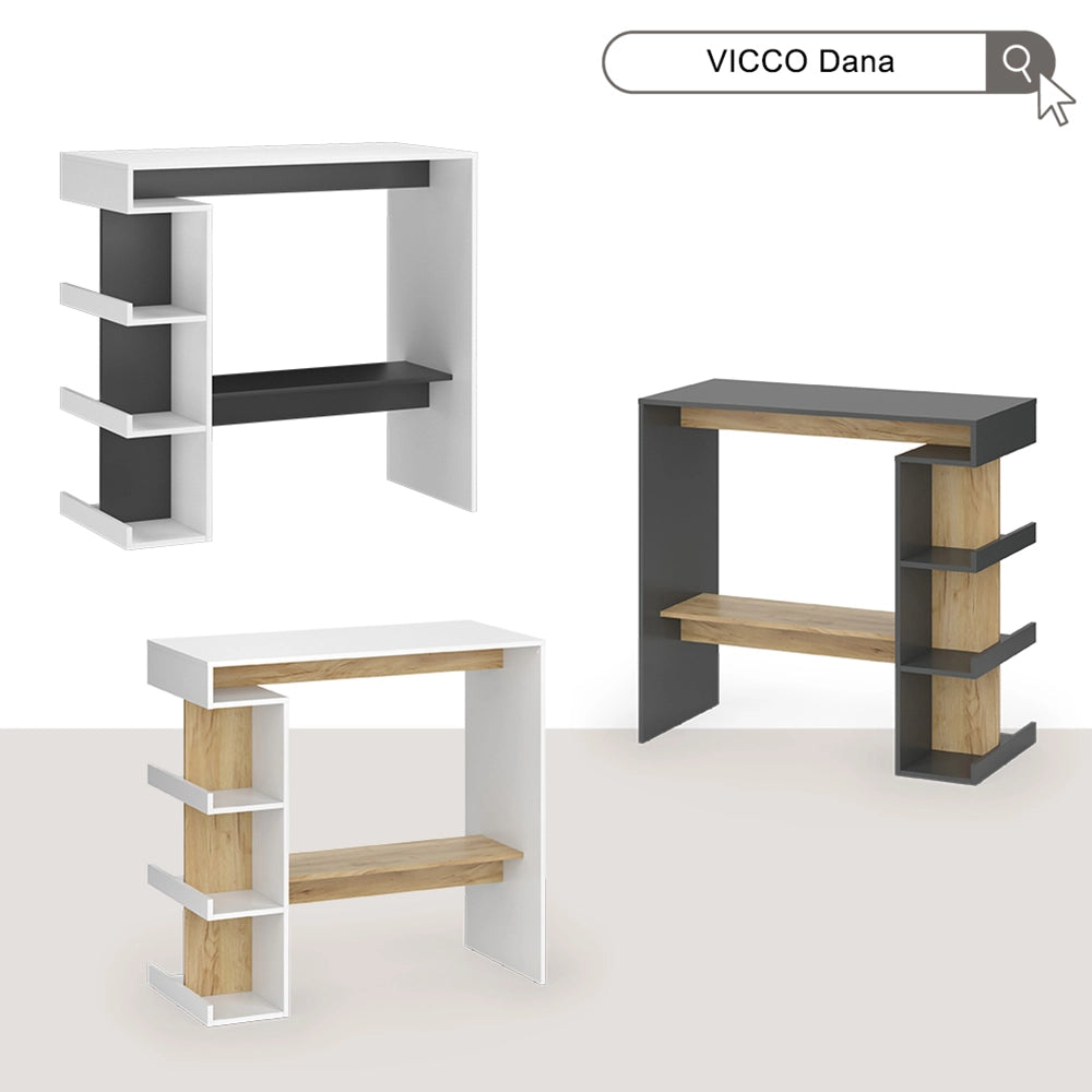 Vicco tavolo bar alto Rovere bianco/dorato 108 x 50 cm