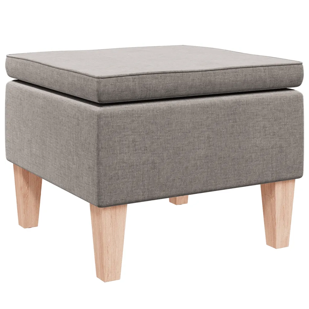 Poggiapiedi con Gambe in Legno Tortora in Tessuto