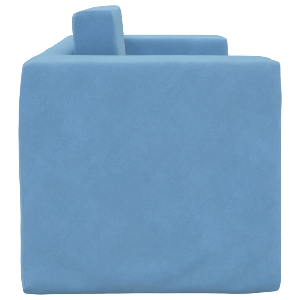 Divano Letto per Bambini a 2 Posti-Sofa Letto-Daybed-Divanetto Blu in Morbido Peluche 575883