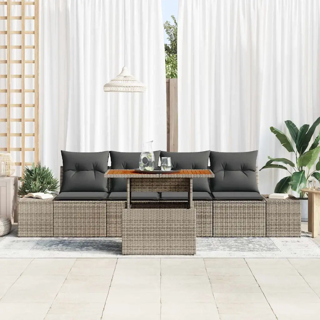 Set da Pranzo per Giardino con cuscino 5 pcs Grigio e Marrone