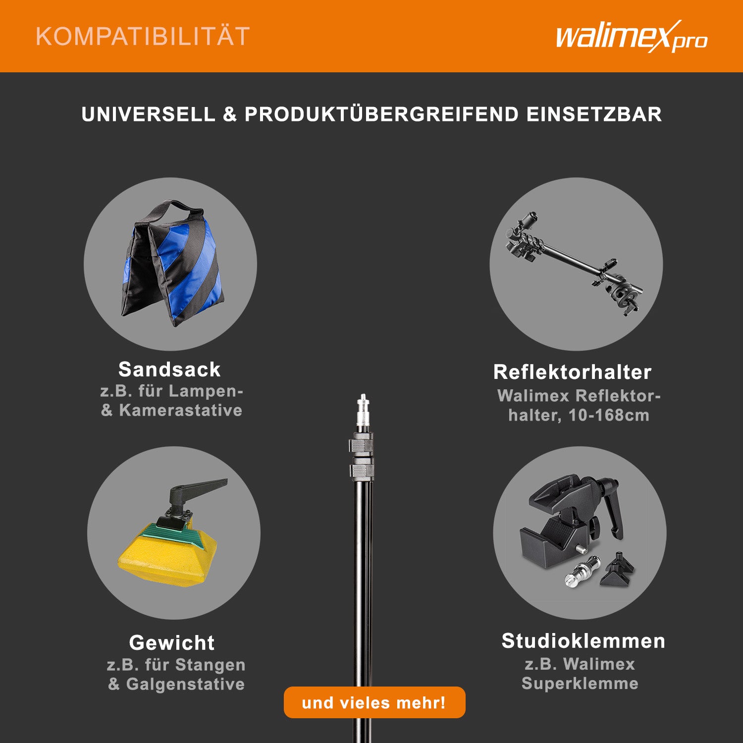 WT-803 Stativo per luci con adattatore - Treppiede in alluminio per studio foto, altezza max 208 cm portata max 3,5 kg per flash softbox