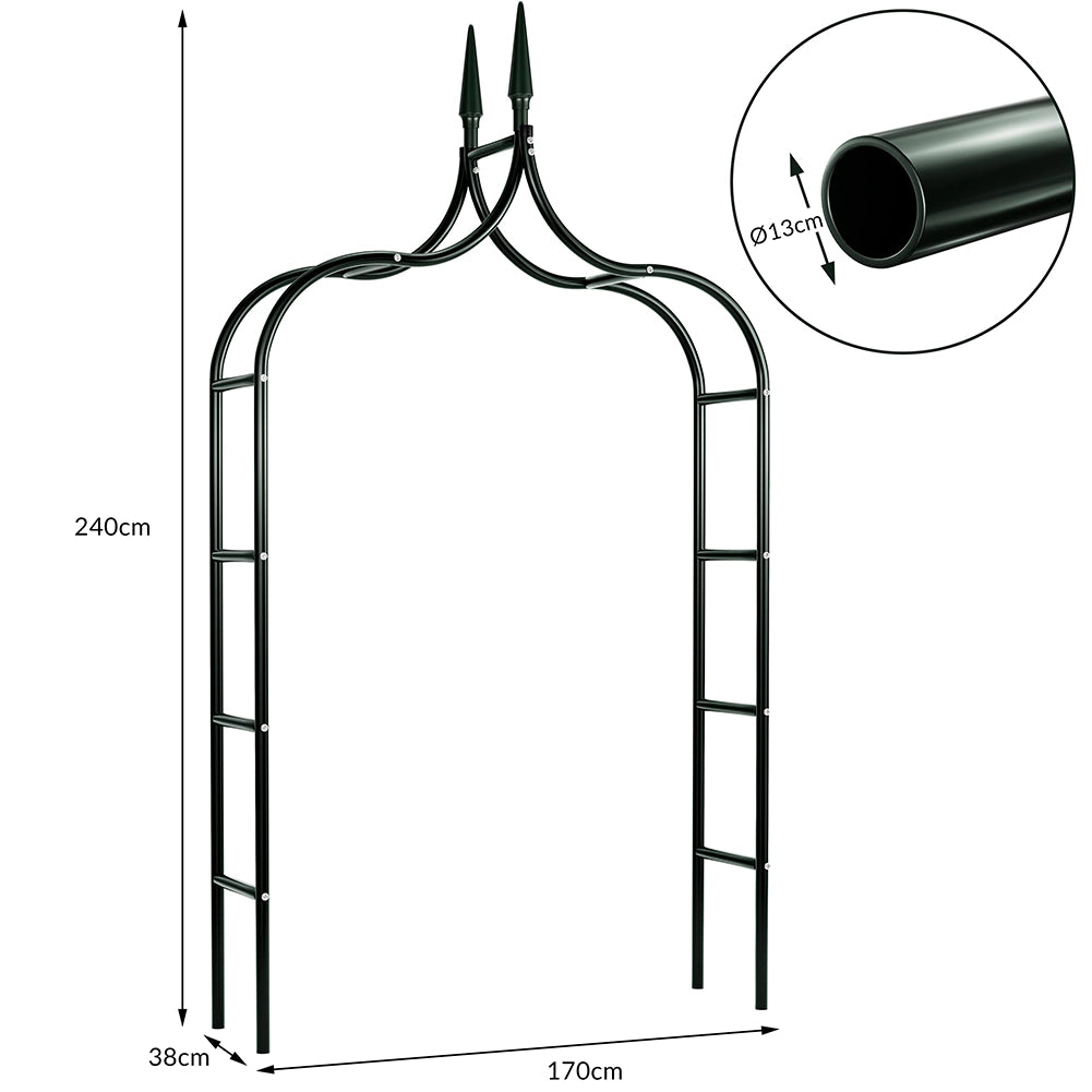 Arco da Giardino Supporto per Rose e Piante Rampicanti in Metallo Altezza 240 cm