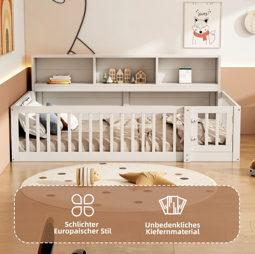 Letto a scomparsa bianco 90x200 cm con sponde e vani laterali