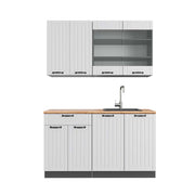 Cucina completa Fame-Line Bianco rustico/Antracite 140 cm, PL Rovere Vicco