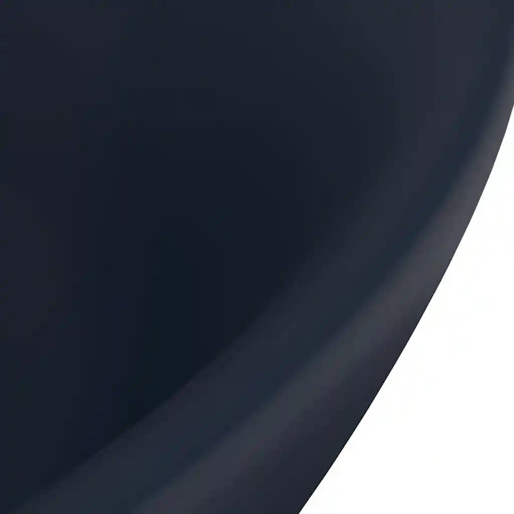 Lavabo con Troppopieno-Lavandino Ovale Blu Scuro Opaco 58,5x39cm Ceramica