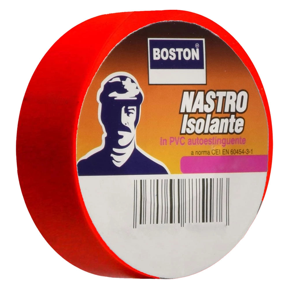 NASTRO ISOLANTE mm. 15 x 10 mt - rosso- 10 pezzi  - BOSTON