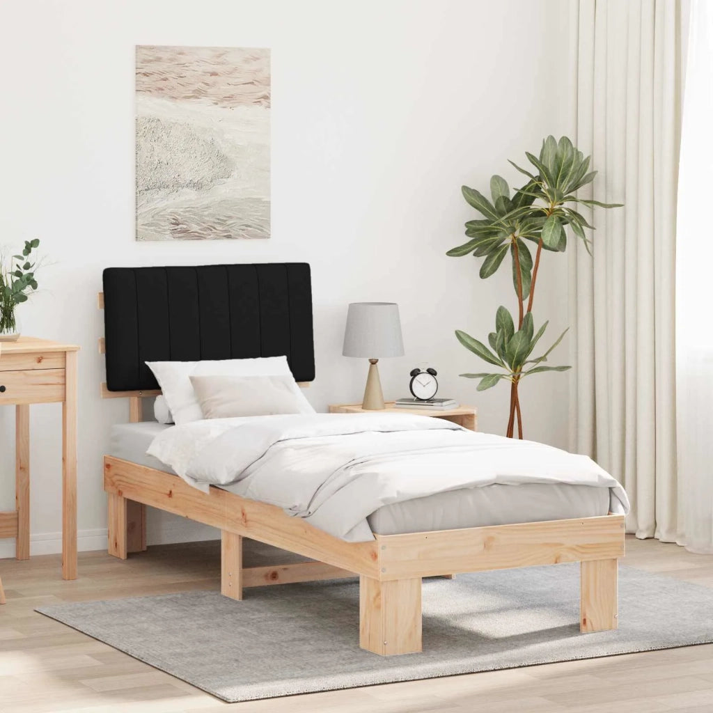 Letto con Testiera Rivestita Nero 75 x 190 cm Pino massello 877531