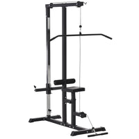 Stazione Fitness Multifunzione 107Lx120x190 cm con Panca e Cavo Regolabile Nero