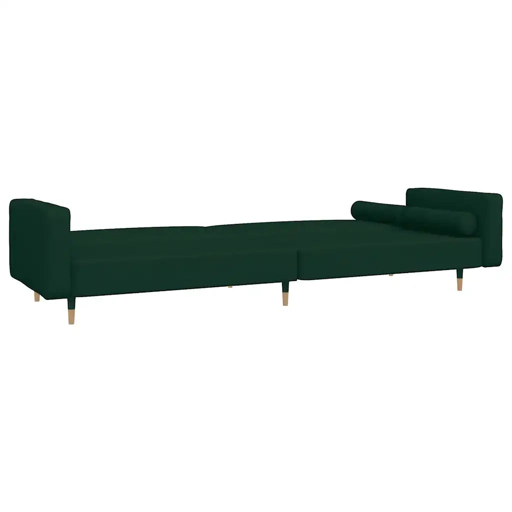 Divano letto | Sof¨¤ letto | Letto singolo a 2 Posti con 2 Cuscini Verde Scuro in Velluto