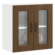 vidaXL Pensile da Cucina con Porta in Vetro Kalmar Rovere Marrone