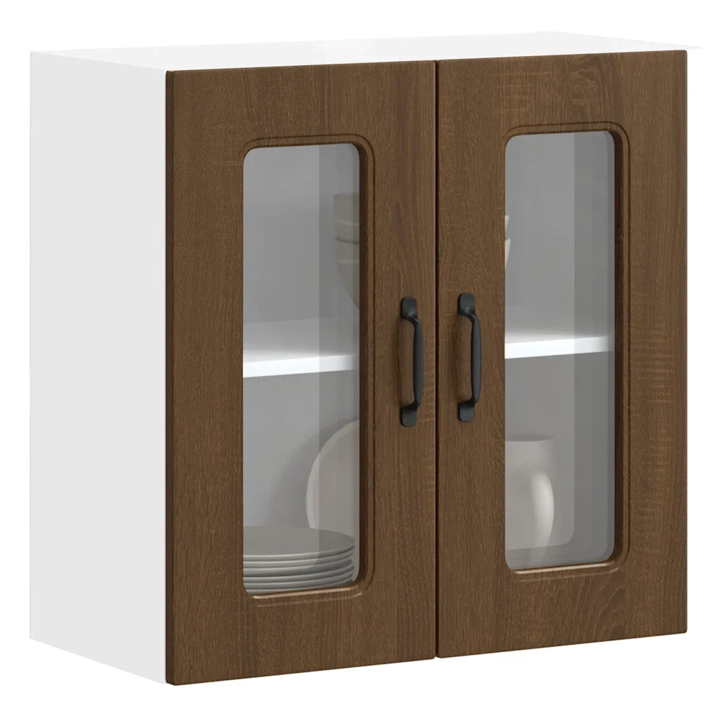 vidaXL Pensile da Cucina con Porta in Vetro Kalmar Rovere Marrone
