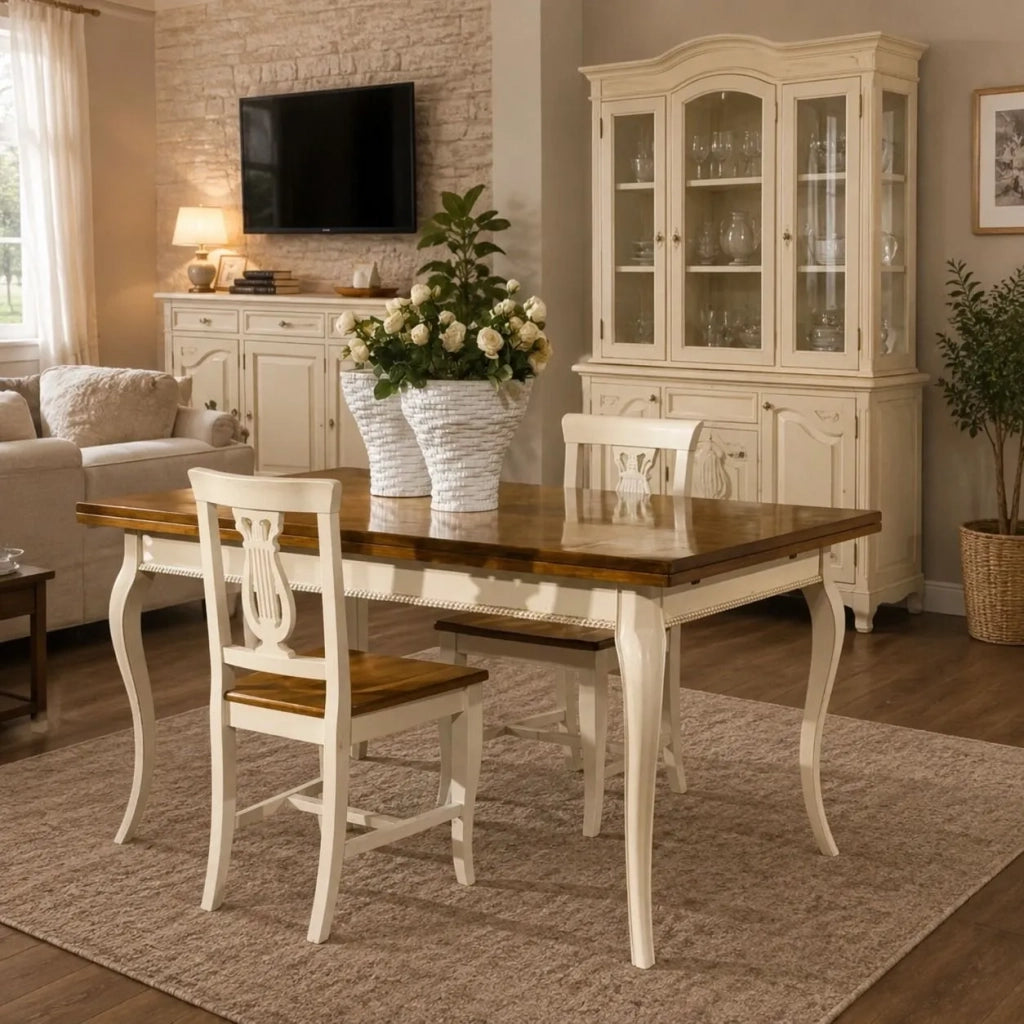Tavolo rettangolare in legno allungabile 160x85 finitura bicolore - Mobili 2G