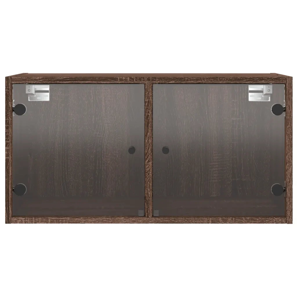 Mobili a Muro con Ante in Vetro 2pz Rovere Marrone 68,5x37x35cm