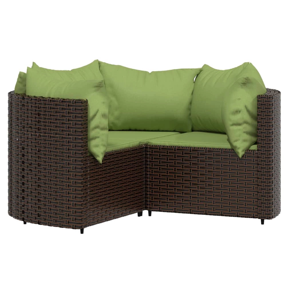 Set di mobili da giardino mobili da esterno set da 4 pezzi con cuscini resina intrecciata marrone 02_0016157