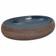 Lavabo da Appoggio Marrone e Blu Ovale 59x40x15 cm Ceramica CFW4347764