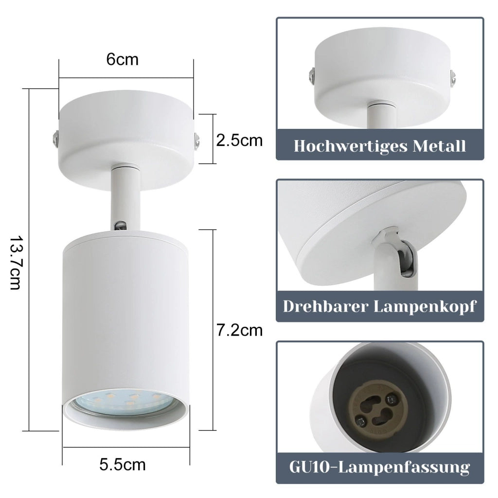 ZMH Faretto da soffitto GU10 rotativi 330° orientabili moderni industriali anche parete per salotto camera letto cucina