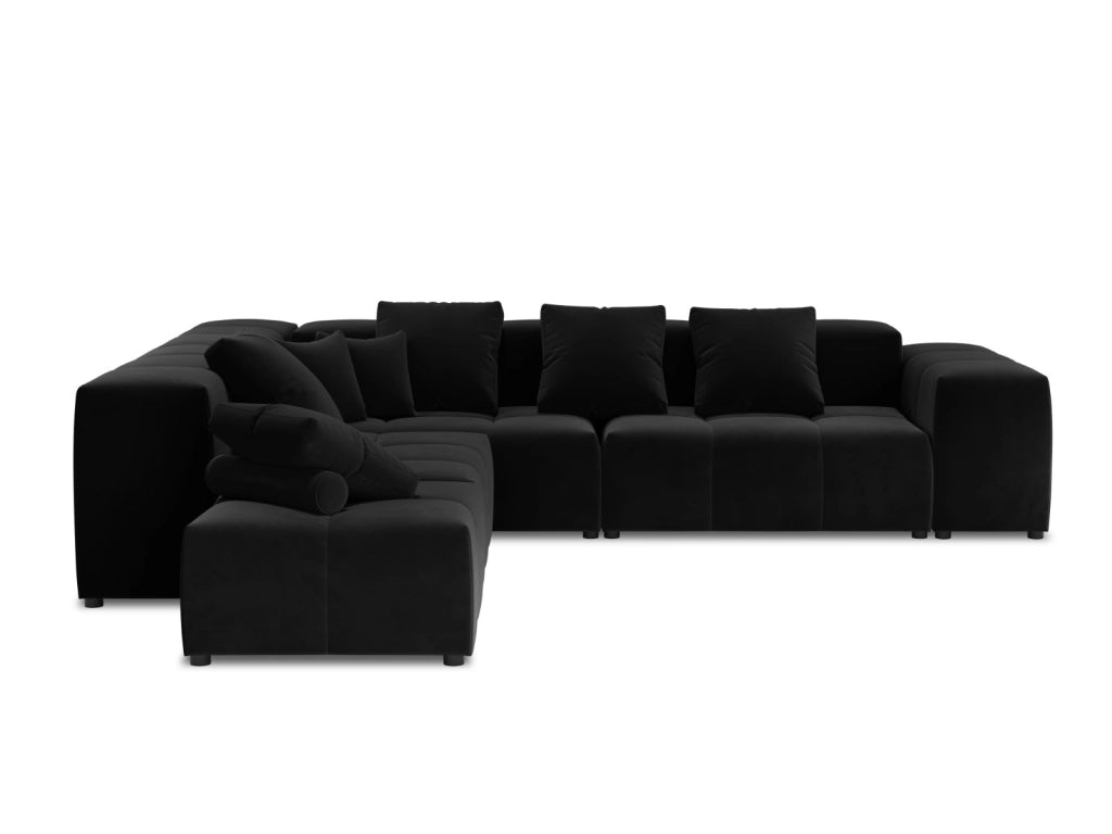 Cosmopolitan Design - Divano angolare modulare reversibile "Rome" 7 posti in velluto nero 