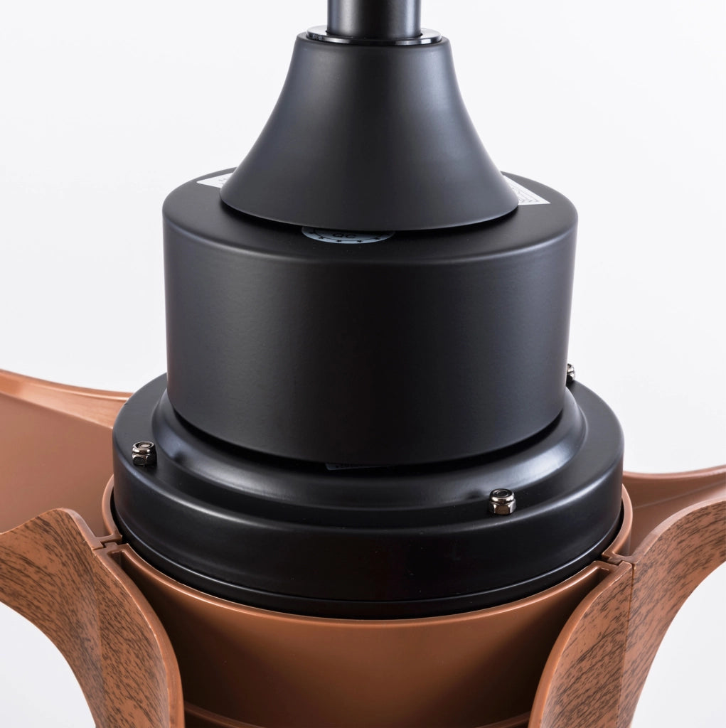 Ventilatore da soffitto con luce 52" a 3 pale ABS, motore DC reversibile, nero e noce scuro