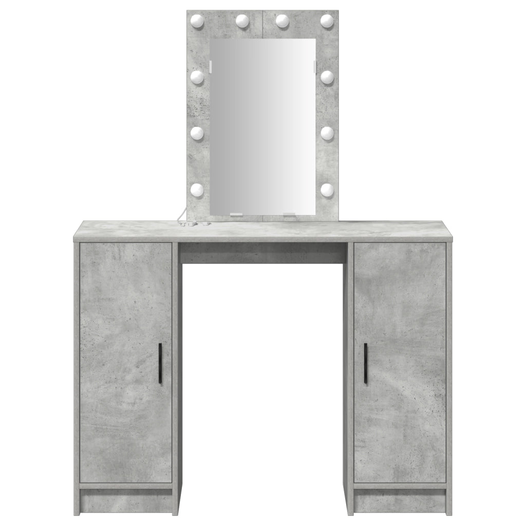 Tavolo da trucco con luci LED Grigio cemento 102x33x135 cm