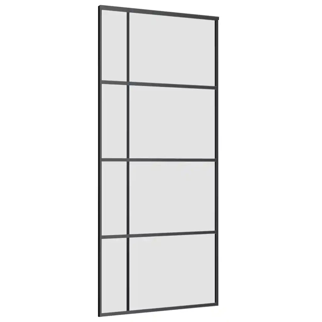 Porta Scorrevole con Ferramenta Nera 90x205 cm in Vetro ESG